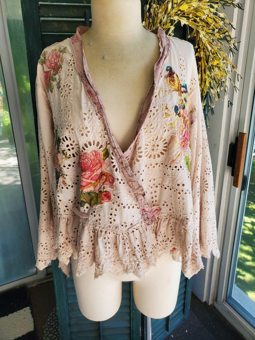 Magnolia Pearl Blush Pink Eyelet Floral Peplum Tunic